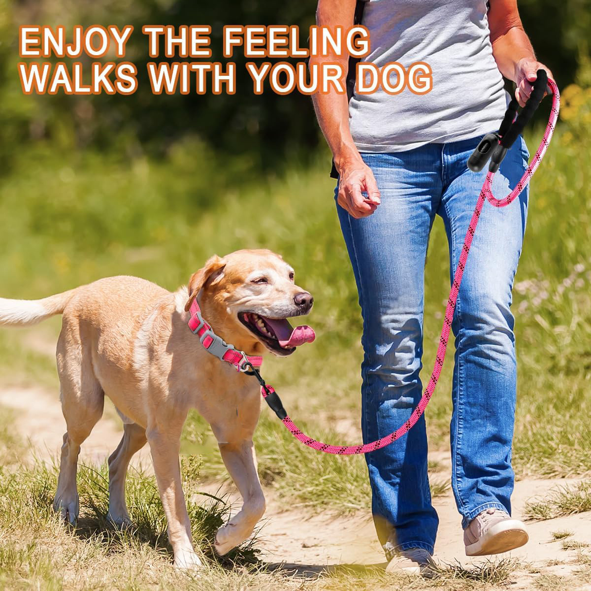 Dog Leashes For Large Dogs Heavy Duty Dog Leash 5 FT With Comfortable Padded Handle And Highly Reflective Threads For Medium Large Dogs Walking Training Running - Image 8
