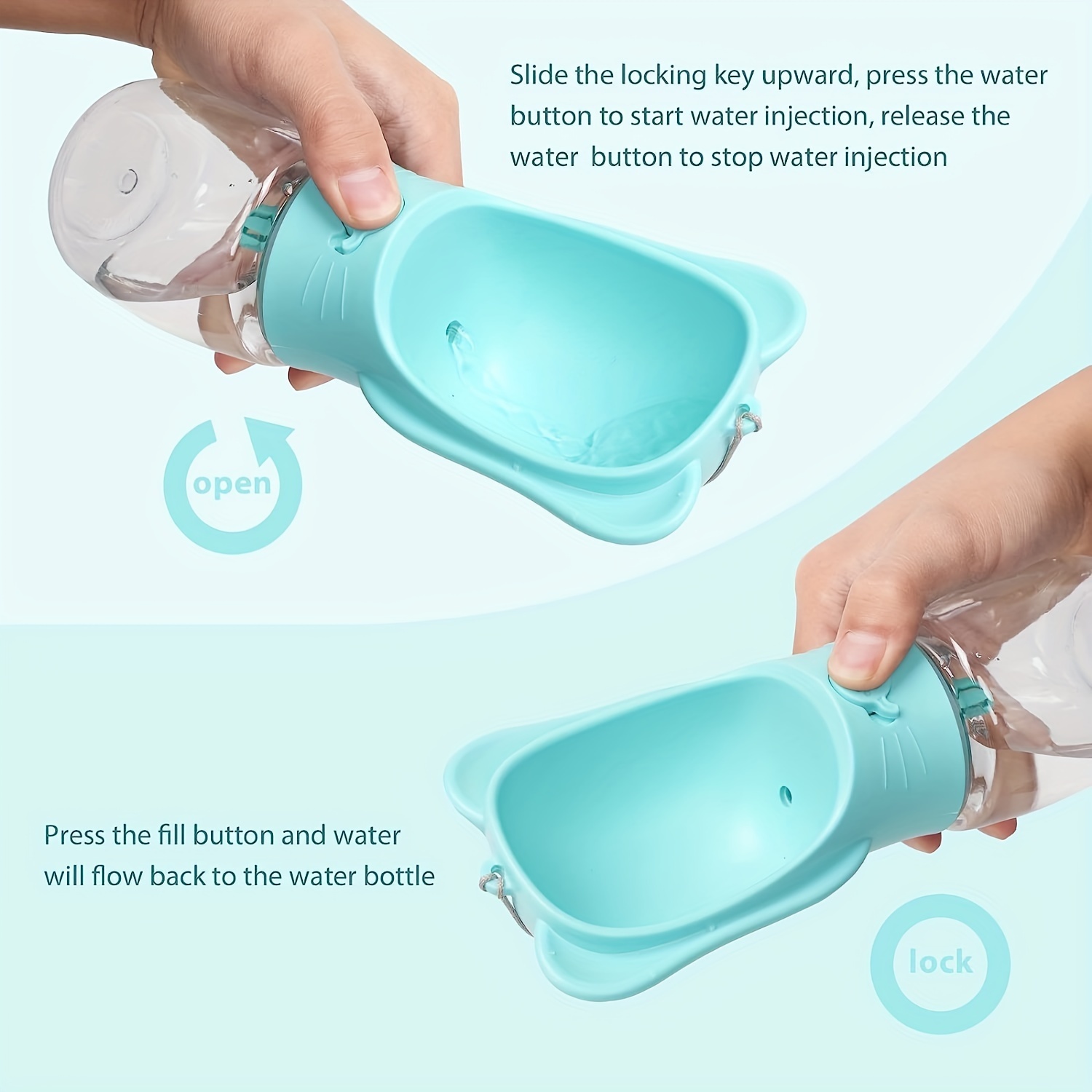 2 In 1 Dog Water Bottle, Leak Proof Portable Pet Water Bottle With Food Container, Outdoor Portable Water Dispenser For Dog, Puppy Supply For Walking, Hiking, Camping, Travel - Image 5
