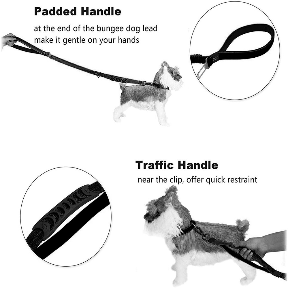 Dog Leash, Dog Leash For Large Dogs, Multifunctional Dog Leashes For Medium Dogs, Adjustable Dog Leash With Car Seatbelt, 4-6 FT Strong Bungee Dog Leash - Image 8