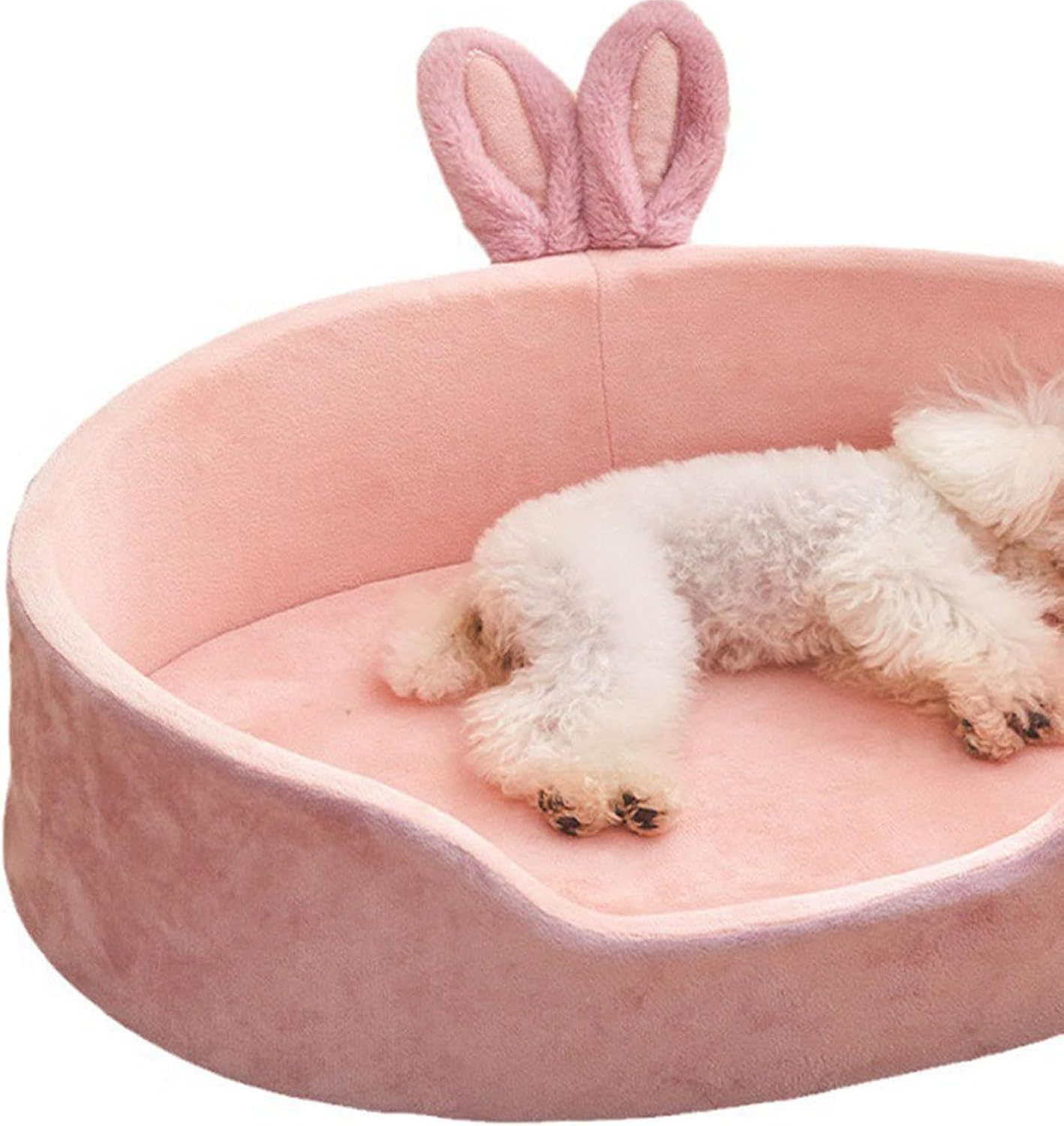 Cute Princess Dog Bed Pink Pet Bed Detachable Washable Dog Sleeping Bed Rabbit Ear Calming Dog And Cat Bed Soft Comfortable Warm Cat Bed For Small Medium Sized Breed Four Seasons - Image 6