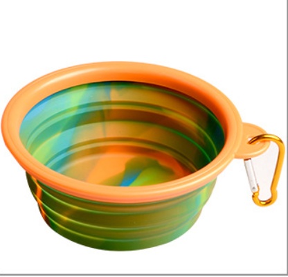 Camouflage silicone bowl foldable portable out pet supplies dog food bowl - Image 8