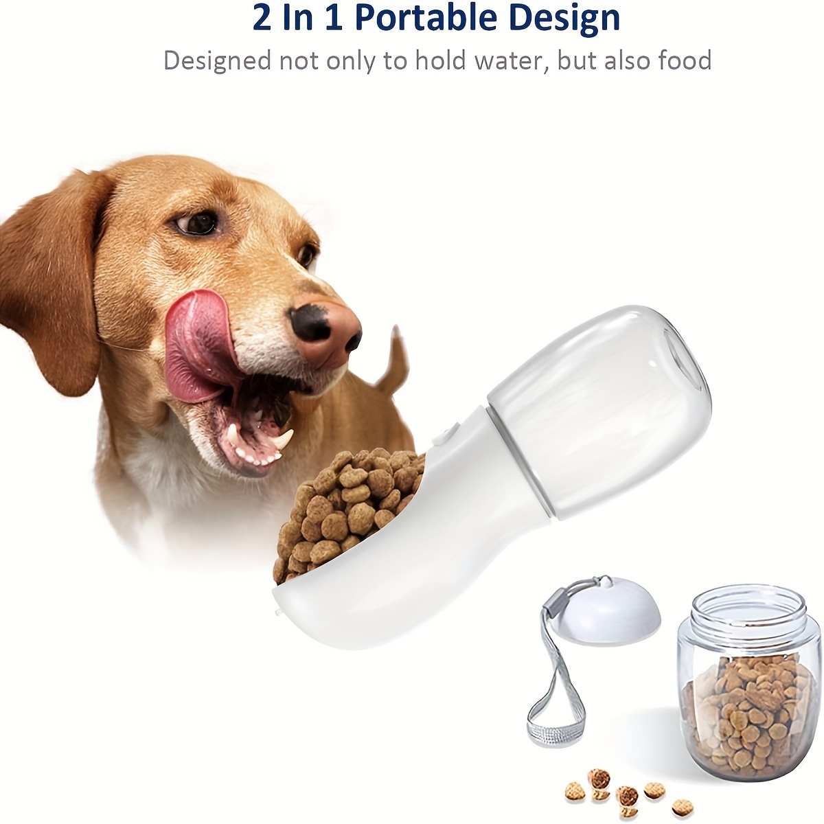 2 In 1 Dog Water Bottle, Leak Proof Portable Pet Water Bottle With Food Container, Outdoor Portable Water Dispenser For Dog, Puppy Supply For Walking, Hiking, Camping, Travel - Image 4
