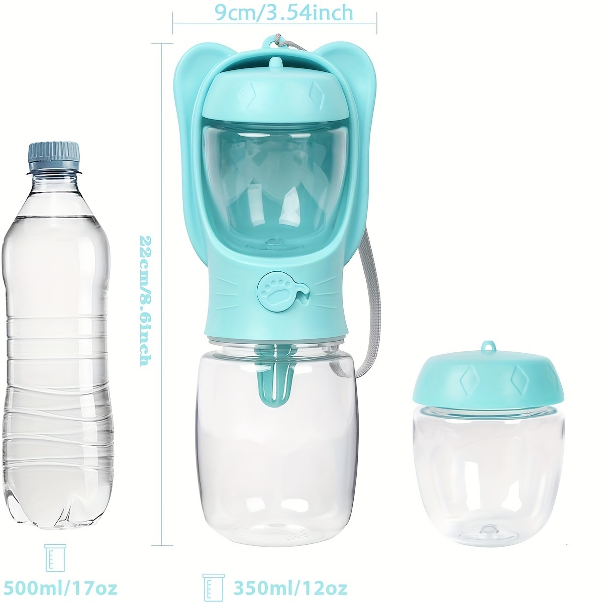2 In 1 Dog Water Bottle, Leak Proof Portable Pet Water Bottle With Food Container, Outdoor Portable Water Dispenser For Dog, Puppy Supply For Walking, Hiking, Camping, Travel - Image 6