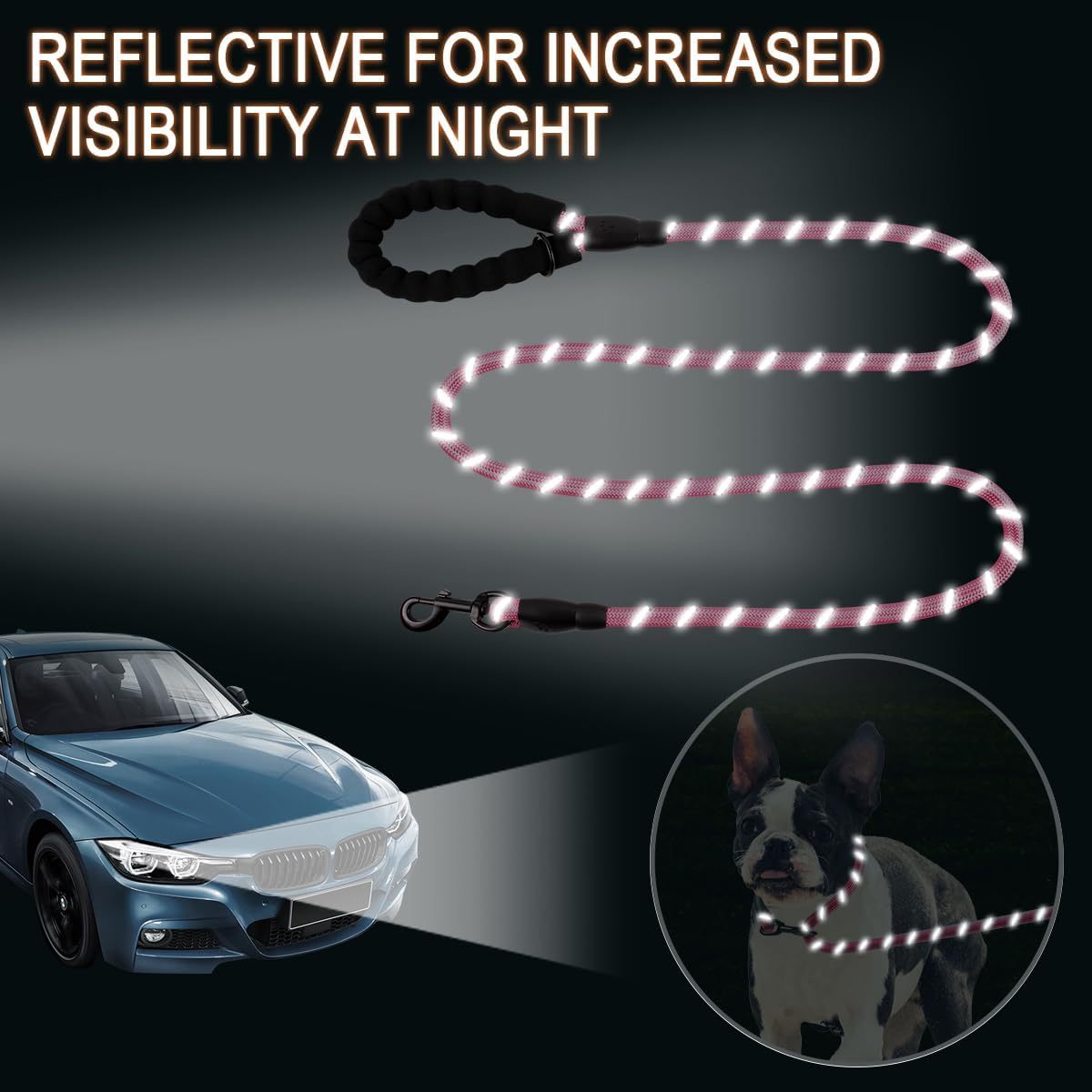 Dog Leashes For Large Dogs Heavy Duty Dog Leash 5 FT With Comfortable Padded Handle And Highly Reflective Threads For Medium Large Dogs Walking Training Running - Image 3